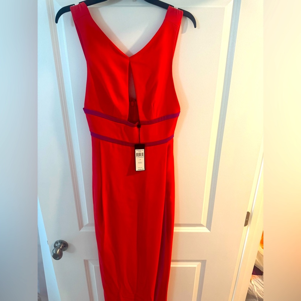 BCBGMaxAzria Red Tie Front Sheath Dress
